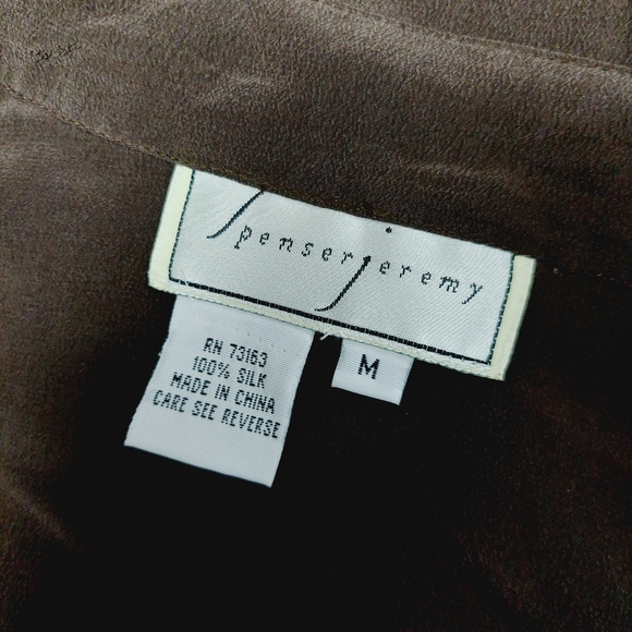 Spenser Jeremy 100% Silk Brown Button Blouse Tunic P2238 - Picture 6 of 7